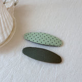Polka Dot & Solid Oval BB Hair Clips Set of 2, Sweet Daily Side Bang Barrettes