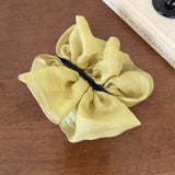 Soft Sheer Organza Flower Banana Clip, Voluminous Floral Vertical Hair Barrette for Women