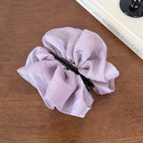 Soft Sheer Organza Flower Banana Clip, Voluminous Floral Vertical Hair Barrette for Women