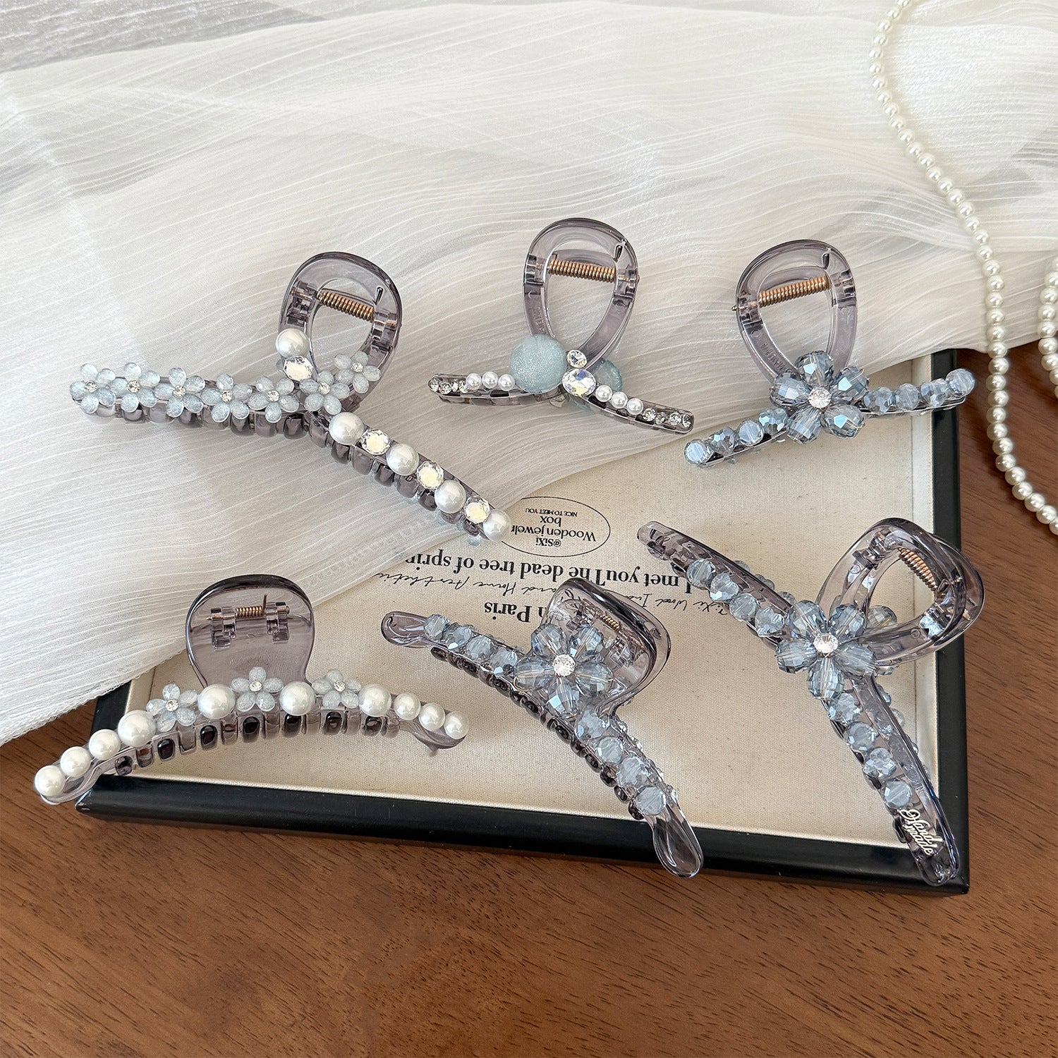 Rhinestone Pearl Hair Claw Clip