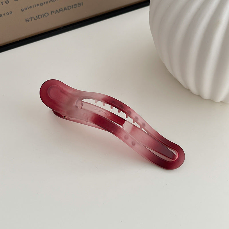 Minimalist Gradient Acrylic Curved Hollow Alligator Hair Clip, Side Bang Duckbill Clip for Women