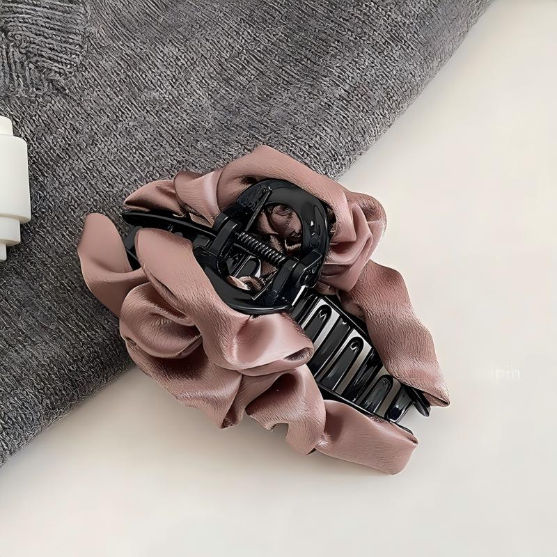 Satin Ruffled Banana Hair Clip Women Pleated Fabric Hair Barrette Elegant Ponytail Hair Accessory