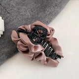 Satin Ruffled Banana Hair Clip Women Pleated Fabric Hair Barrette Elegant Ponytail Hair Accessory