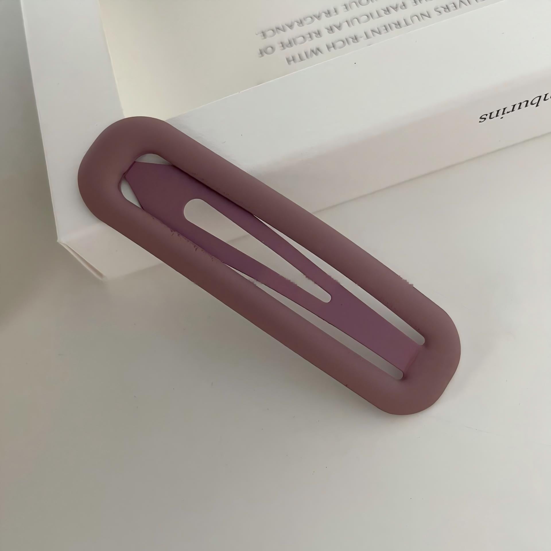 Matte Hollow Long Oval BB Hair Clips, Solid Color Side Bang Barrettes