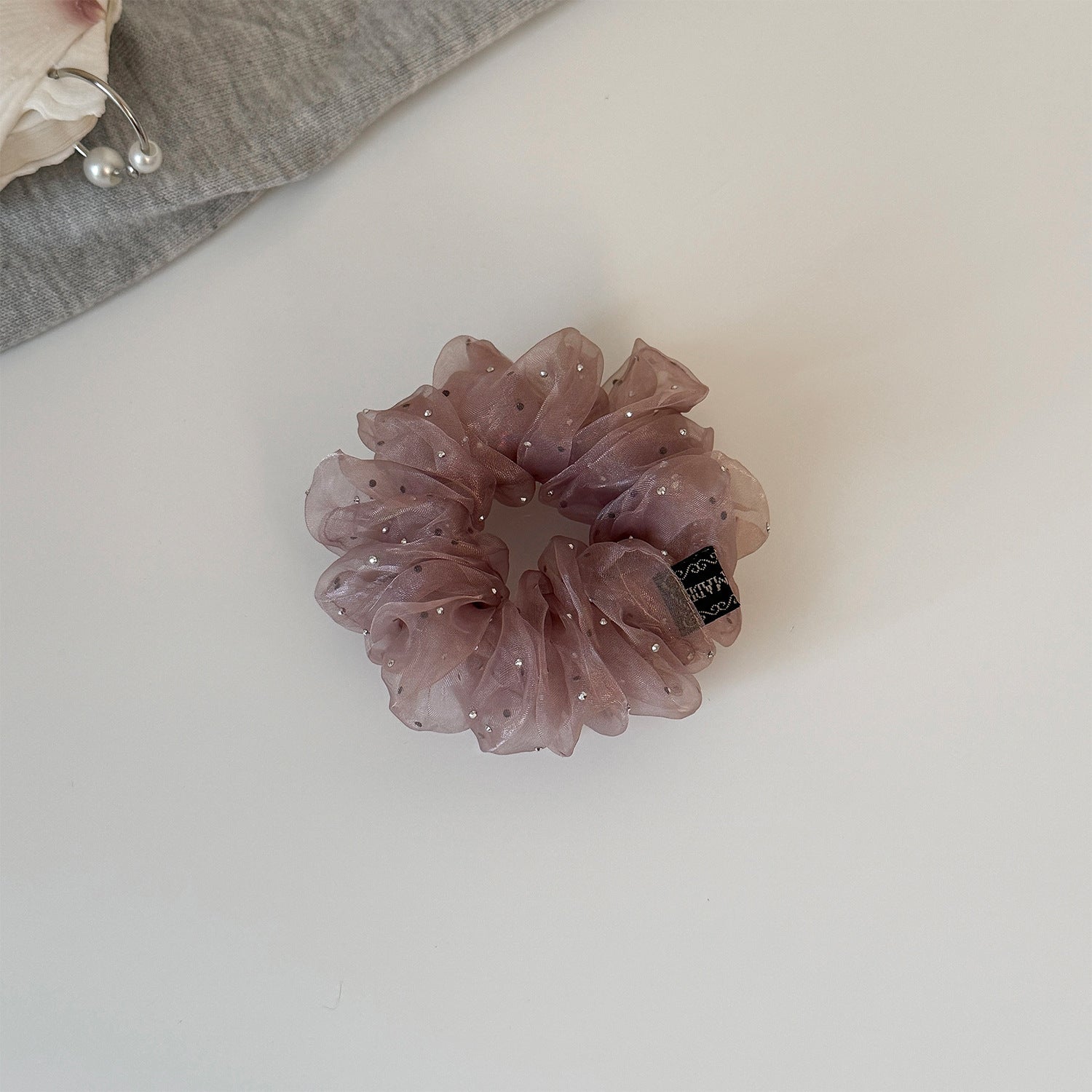 Rhinestone Mesh Scrunchie