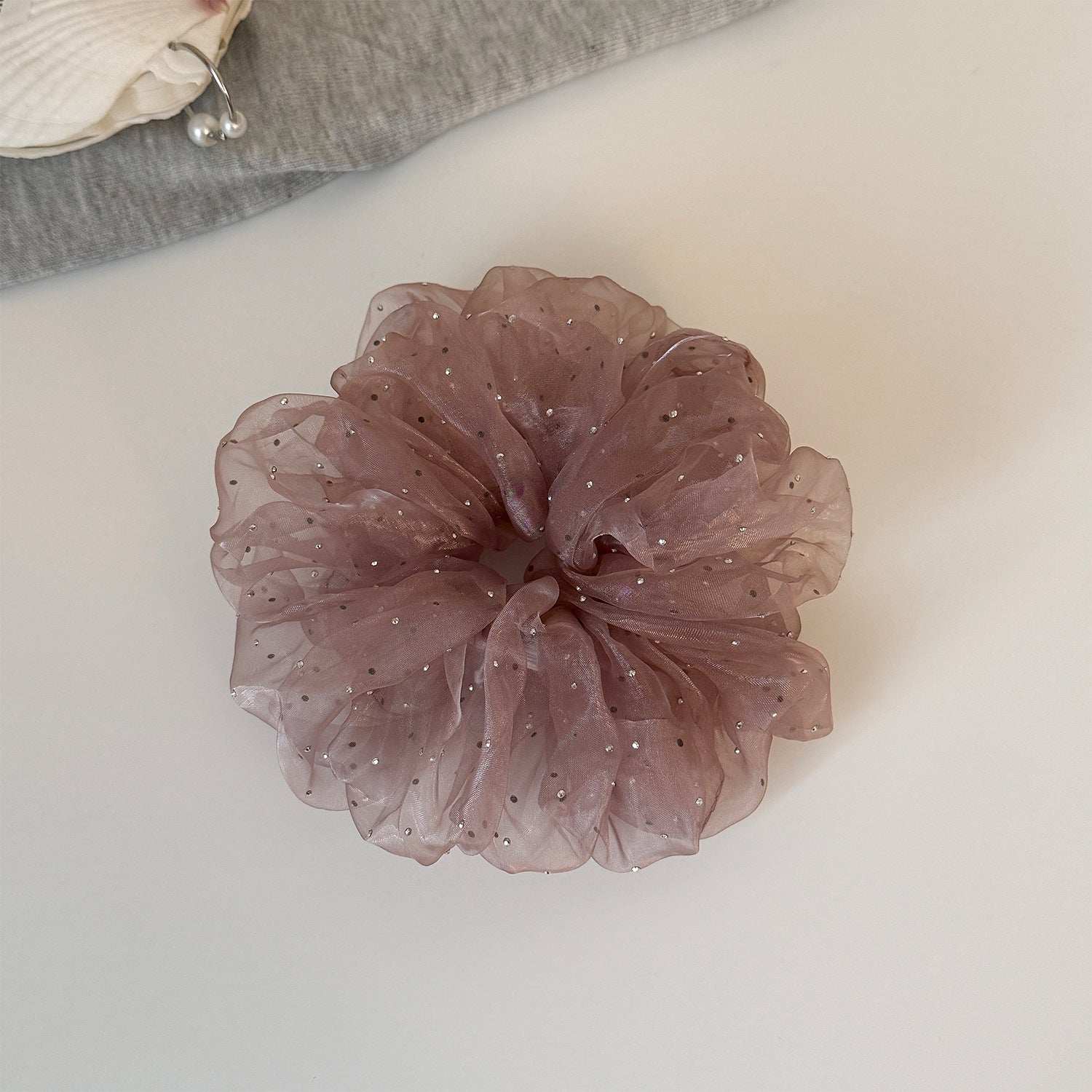 Rhinestone Mesh Scrunchie